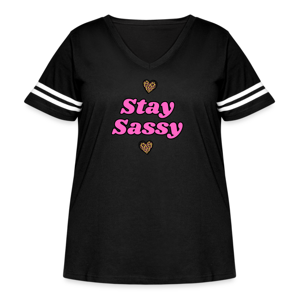 Women's Curvy Vintage Sport T-Shirt - black/white