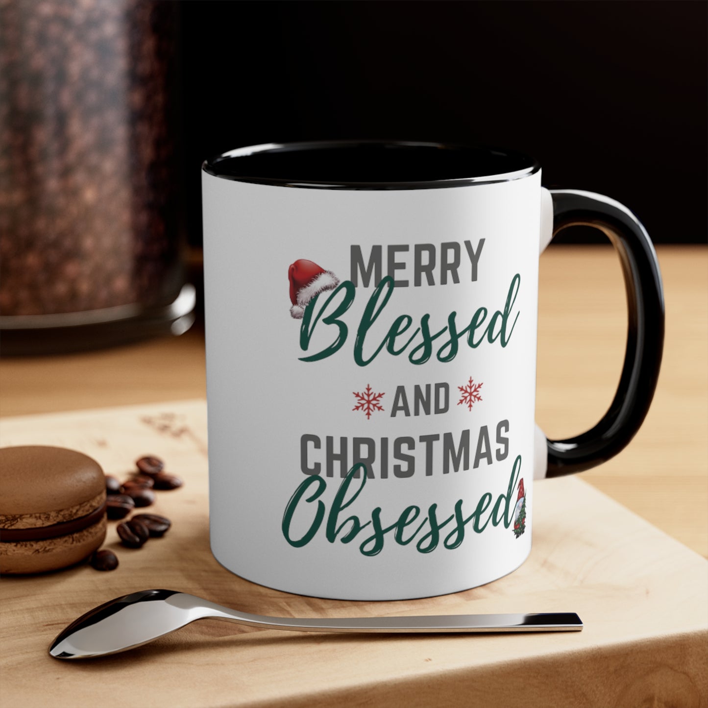 Merry Blessed, Christmas Obsessed Accent Coffee Mug, 11oz