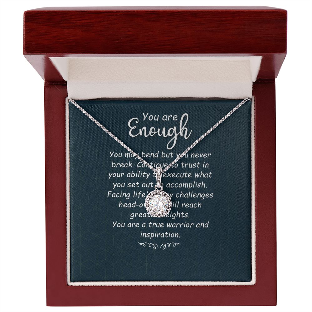 You Are Enough white gold finish over stainless steel necklace